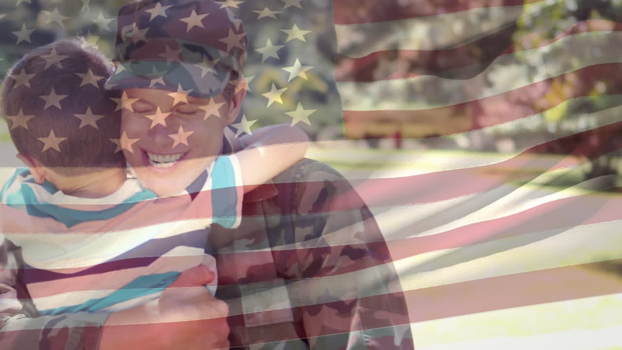 soldado dándole a su hijo un gran abrazo