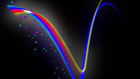 multi-colored neon lines of ribbon fly in the air, smoothly oscillation and wave. lines color changes cyclically form running lights. 3d abstract looped 4k background, luma matte as alpha channel