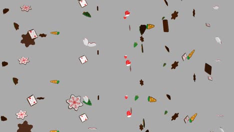 looping christmas cookies rain, falling cookies christmas background.