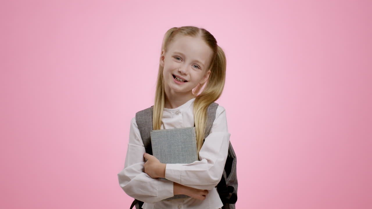Happy Schoolgirl with Book