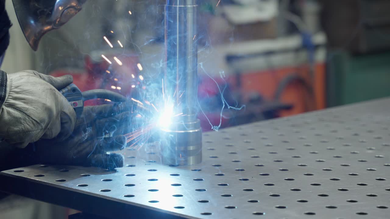 Welding process in a metalworking shop