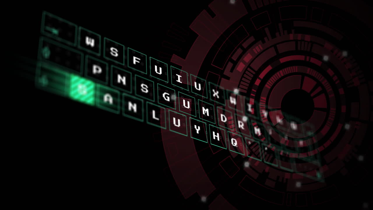 Animation of data processing over black background