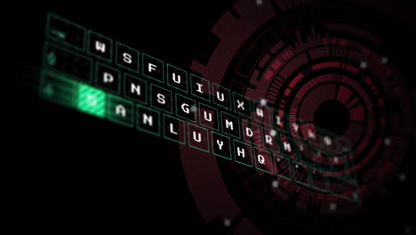 Animation of data processing over black background