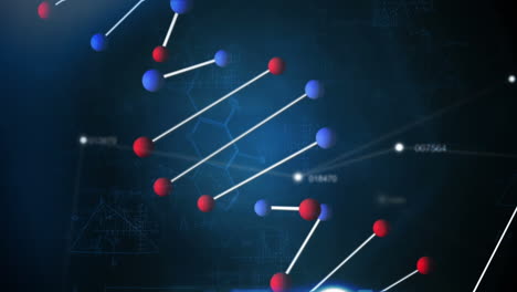 animación del adn sobre el fondo de la marina con datos diversos