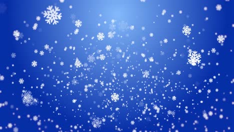 Animation-of-snowflakes-falling-on-blue-background