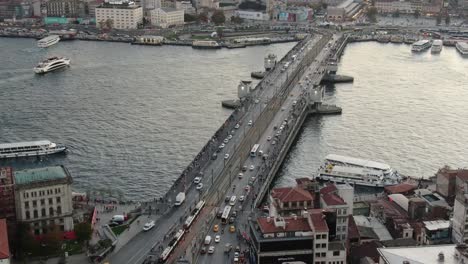 galata bridge from istanbul eminonu. aerial view