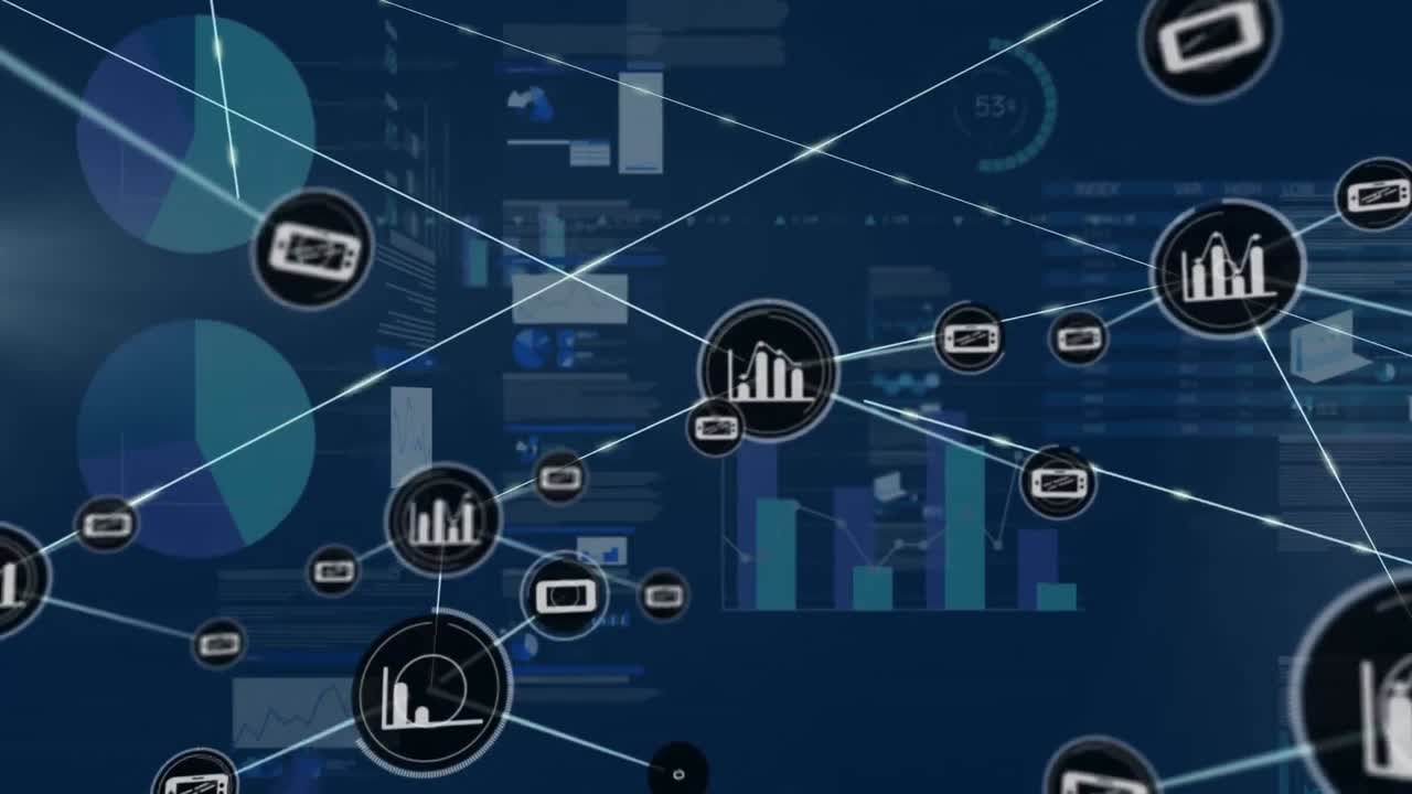 conectores que se mueven en un fondo digital azul