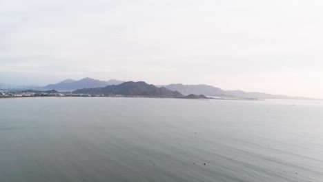 aerial view of the coast and the mountains in phan rang–tháp chàm.