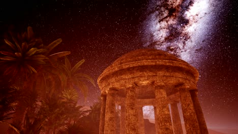 4K-Ancient-Roman-time-town-in-desert-and-Milky-Way-stars.