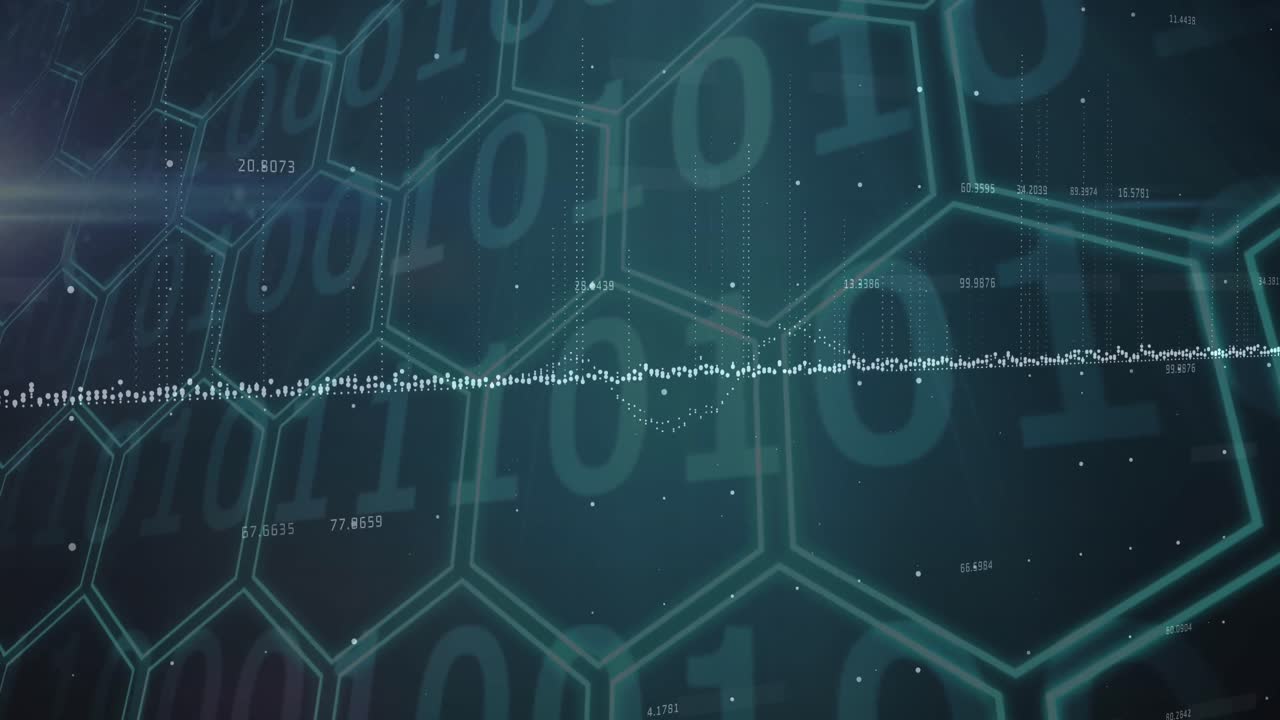 어두운 배경에서 금융 데이터 처리의 애니메이션