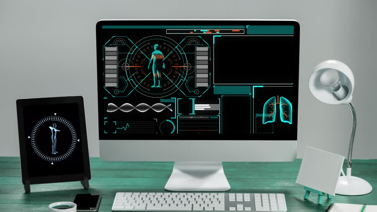 Digital interface with data processing on screen of computer and digital tablet
