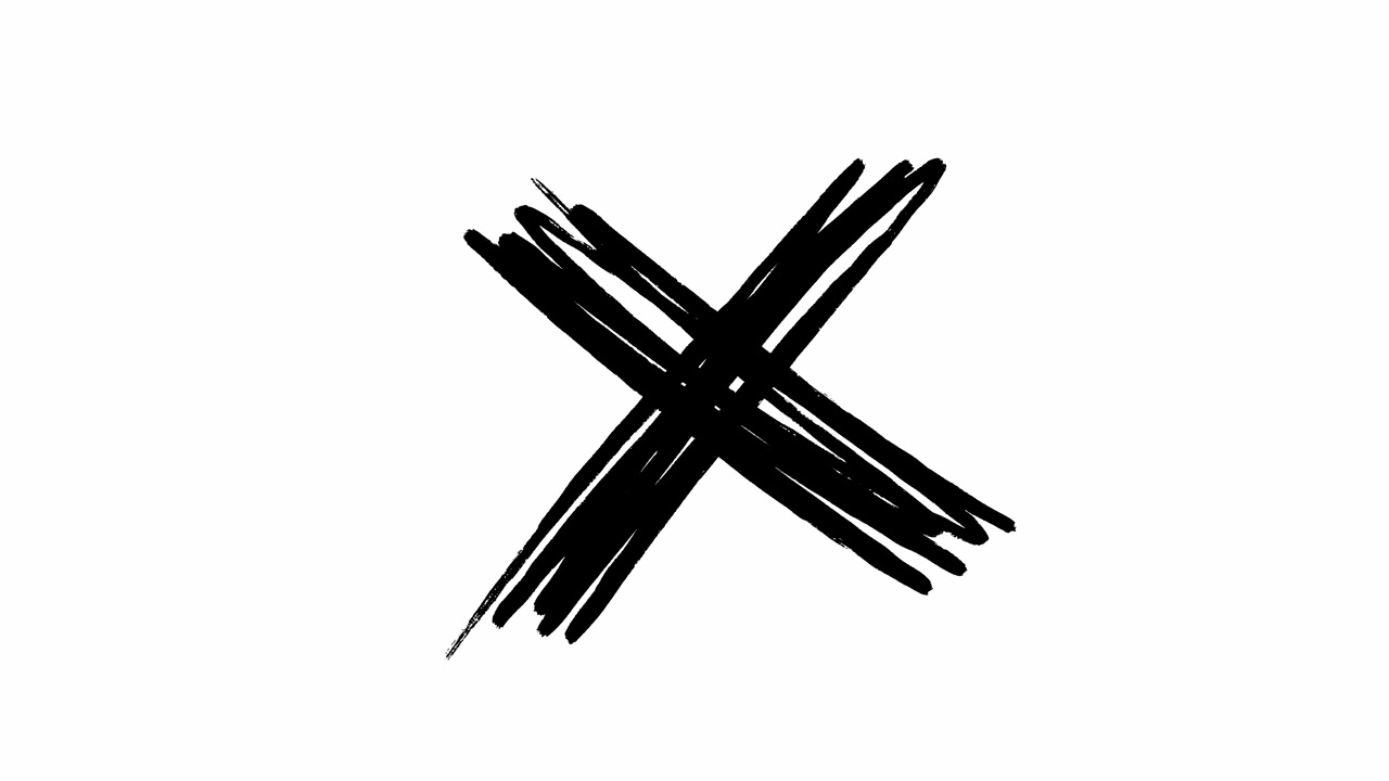 Animated Hand Drawn Black X Mark on White Background
