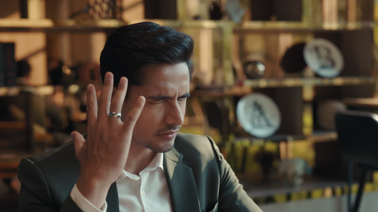 Focused Businessman in Cafe