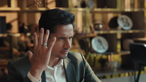 focused businessman in cafe