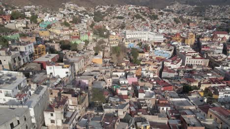 mountainous cityscape skyline of guanajuato city, mexico: aerial view