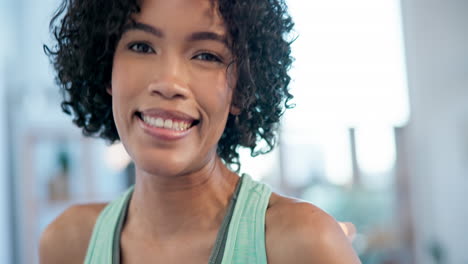 smile, portrait and face of young woman with clean