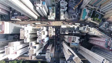 Downtown Hong Kong city skyscrapers and urban traffic, Aerial view