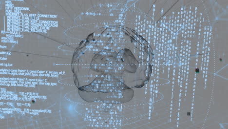 Gehirn-Mit-Kodierung-Und-Datenverarbeitungsanimation-über-Digitalem-Hintergrund