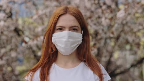 woman wearing mask in spring