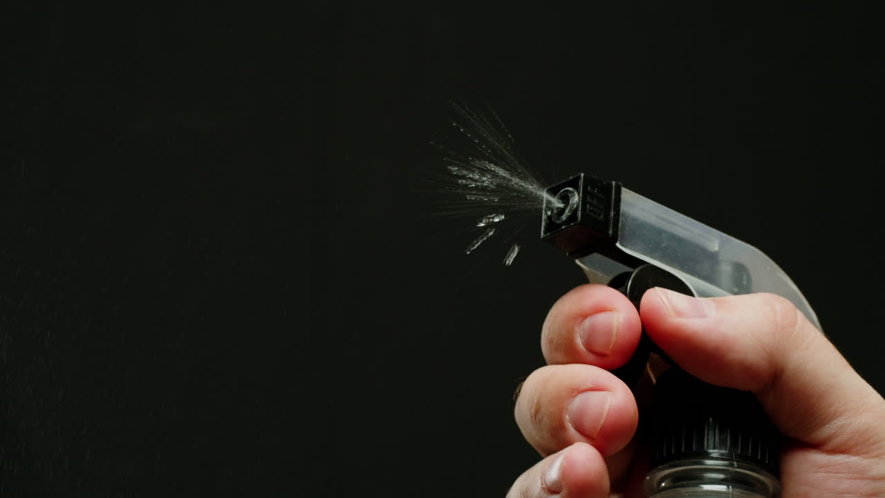 스프레이 병을 들고 있는 손