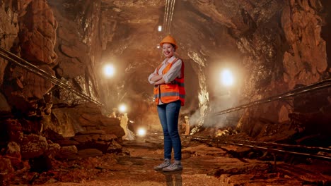 woman engineer in a mine tunnel