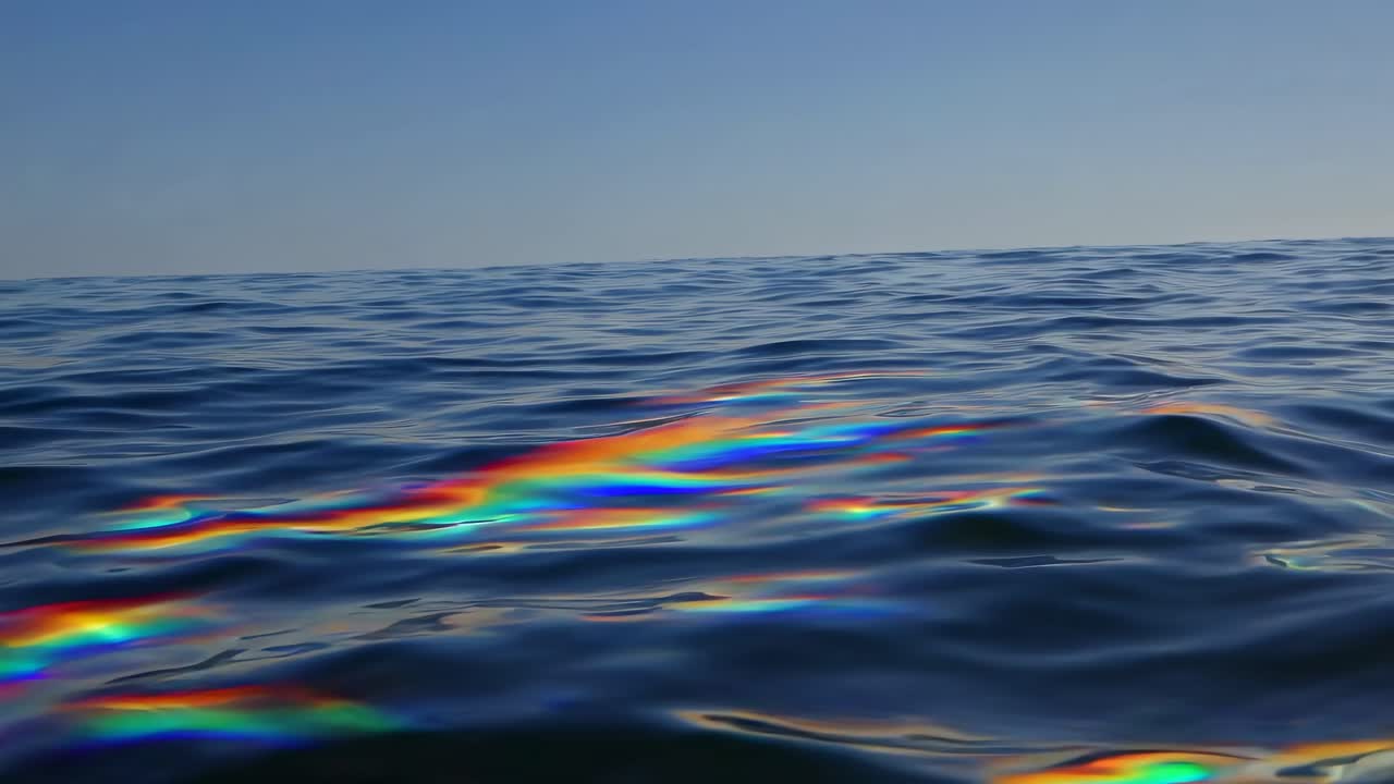 A mesmerizing video still of a low-angle shot capturing sunlight creating rainbow patterns on gentle