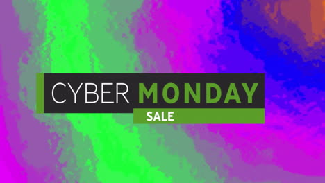 animation of cyber monday sale text over vibrant pattern background