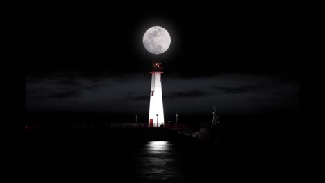 timelapse del faro de wawatam en el puerto de st. ignace, michigan en el estrecho de mackinac