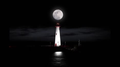 timelapse of wawatam lighthouse at the harbor of st. ignace, michigan in the straits of mackinac