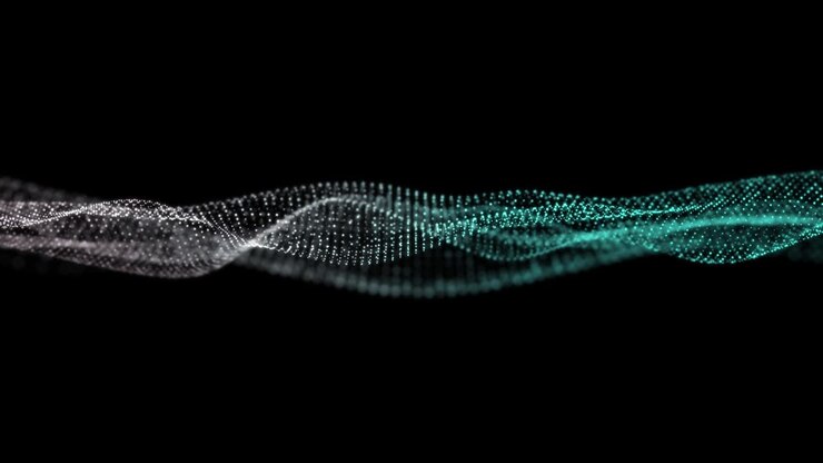 Particle waves 4K - 4k clip of Abstract blue wave particle over dark background, digital technology and innovation concept - Abstract blue wave pattern background - Abstract Moving Particle Wave in Dark Background - Motion Abstract background