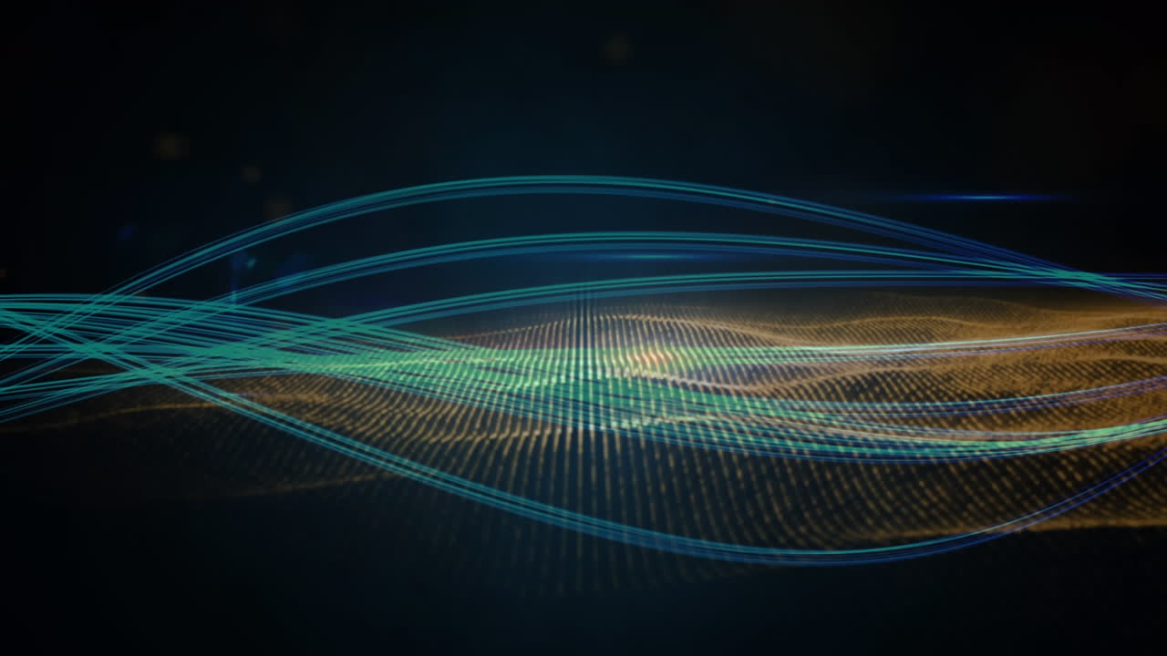 Animation of light trails moving on black background