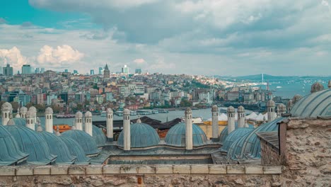 timelapse roof of the grand bazaar, sulemaniye mosque and beyazit tower in istanbul, turkey.