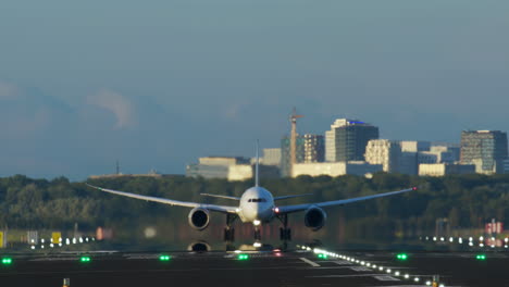 airplane landing on airport runway