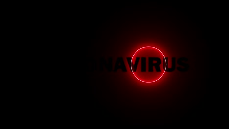 an invisible text emerges from the darkness while passing through a sphere glowing with red light. coronavirus text or title