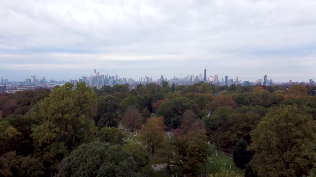 View of New York City, Manhattan, from Brooklyn Greenwood Cemetery, Stunning Panorama