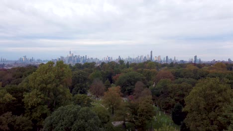 view of new york city, manhattan, from brooklyn greenwood cemetery, stunning panorama