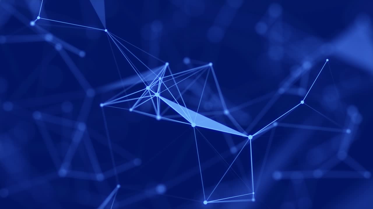 Abstract geometric background. Movement of connected lines and dots.The concept of science, technology, business, space. Looped animation. 4K