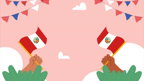 motion graphic of flat illustration for peruvian fiestas patrias celebrations