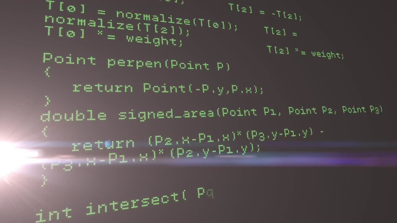 animación de rastros de luz sobre el procesamiento de datos sobre fondo negro