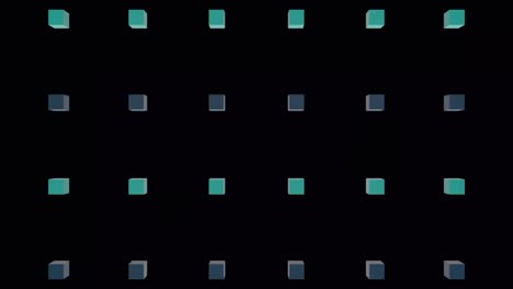 animación de una explosión sobre filas de cubos azules sobre un fondo negro.