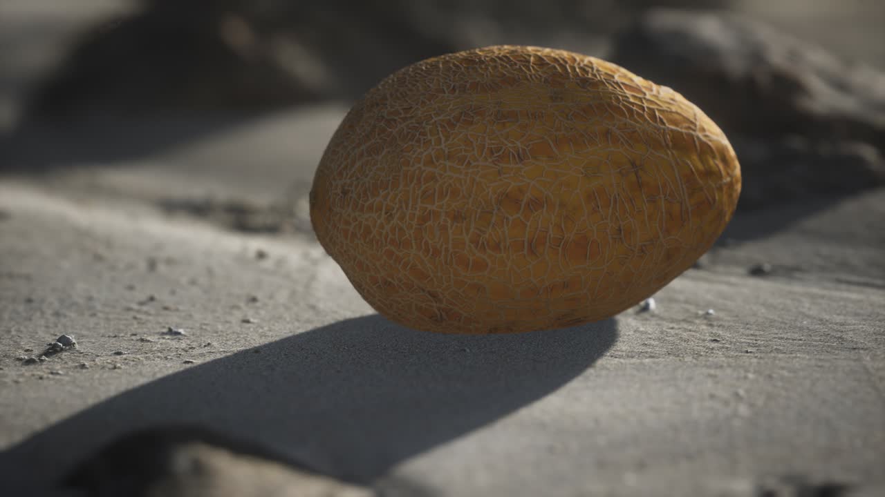 melón del desierto en la playa de arena