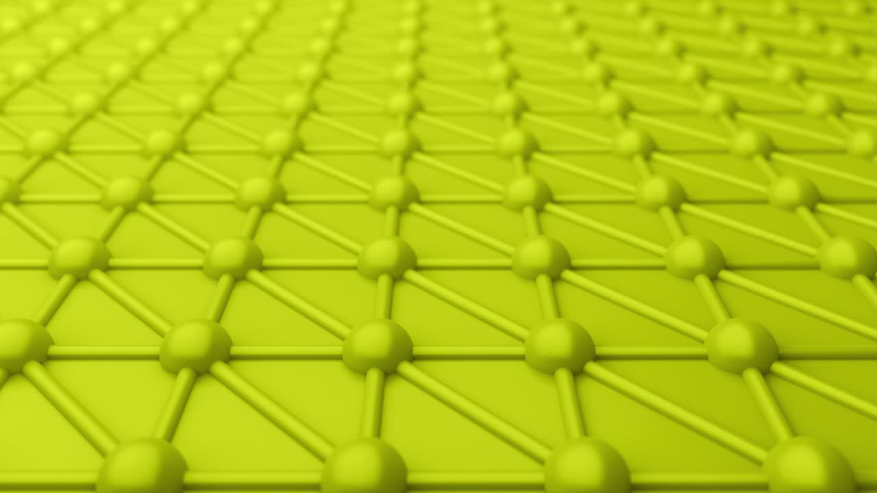 estructura atómica geométrica molecular superficie amarilla en movimiento