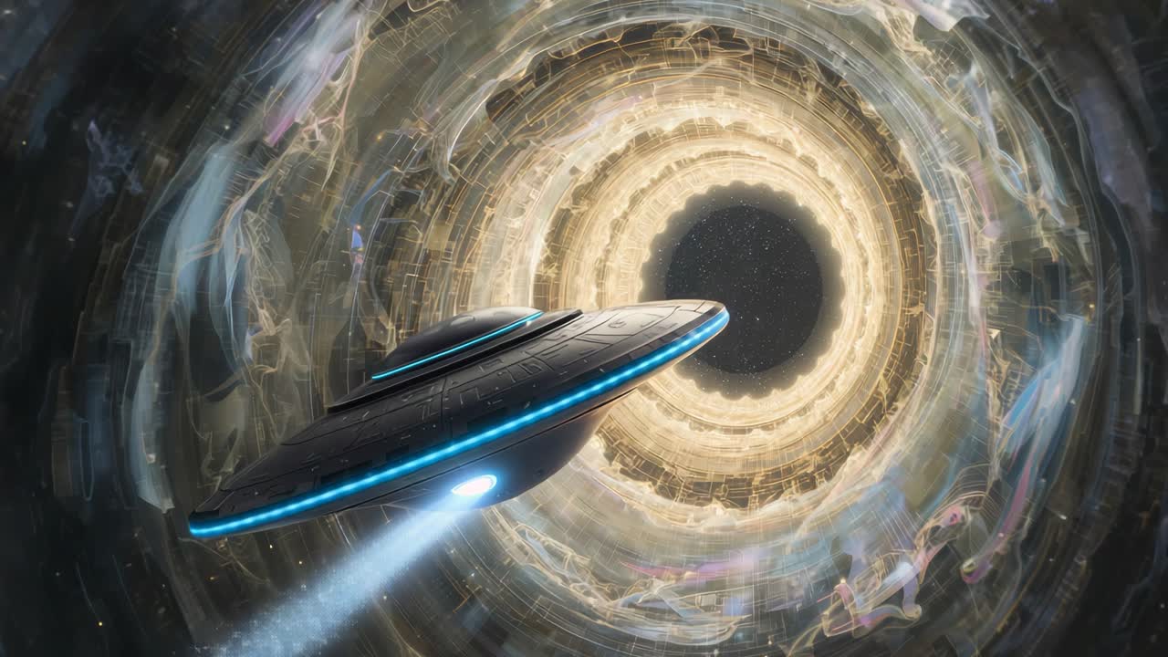 Spaceship Traveling Through a Wormhole