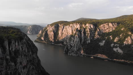 stunning aerial over the cauldrons of the danube river