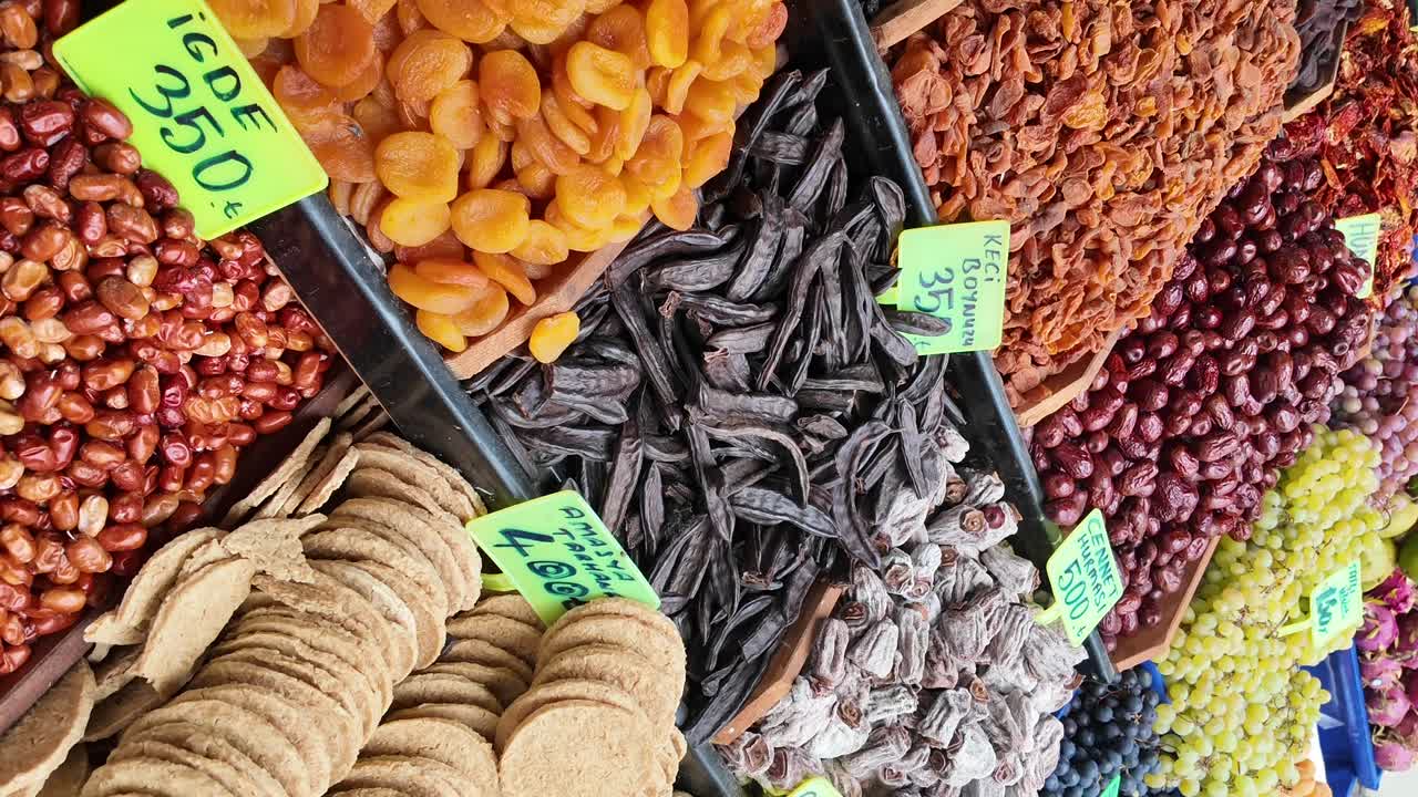 Assortment of Dried Fruits at a Market