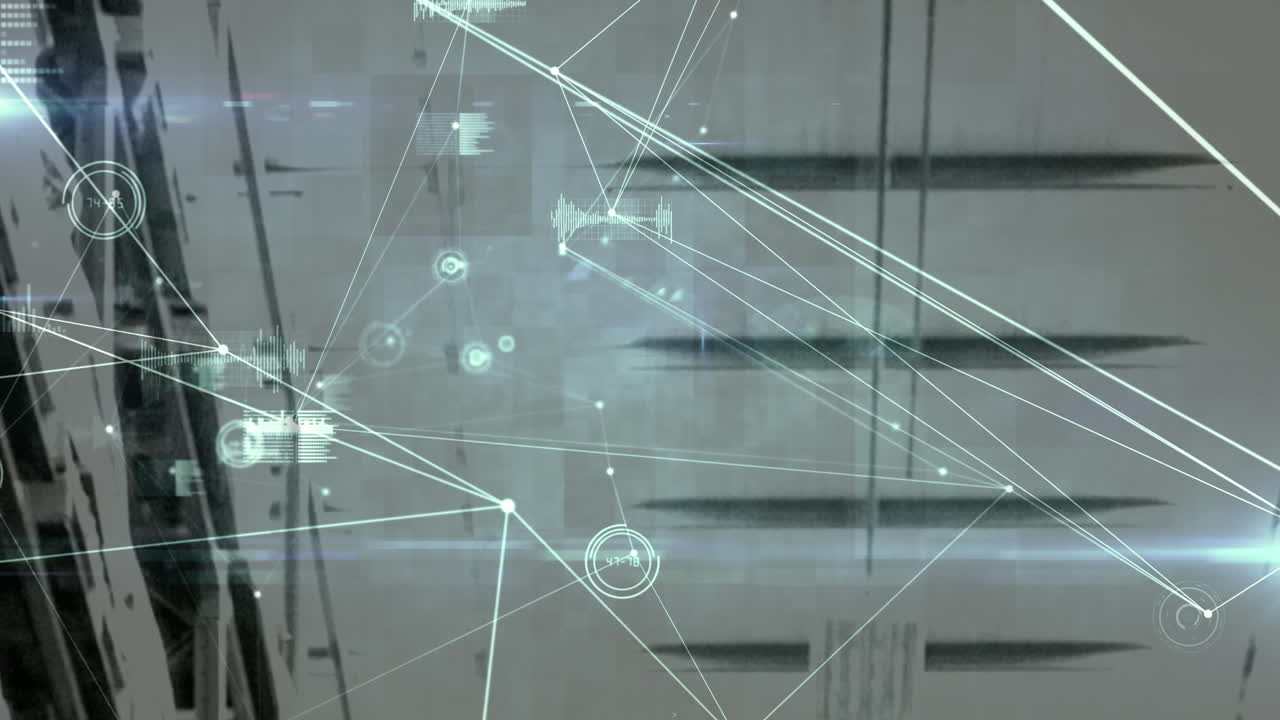 animación de la red de conexiones sobre estantes en el almacén