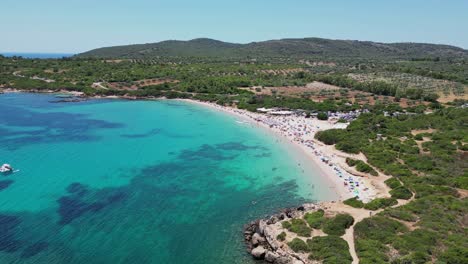 Playa-De-Arena-Blanca-Cala-Spinosa-En-Capo-Testa,-Santa-Teresa-Di-Gallura,-Cerdeña,-Italia---Antena-4k