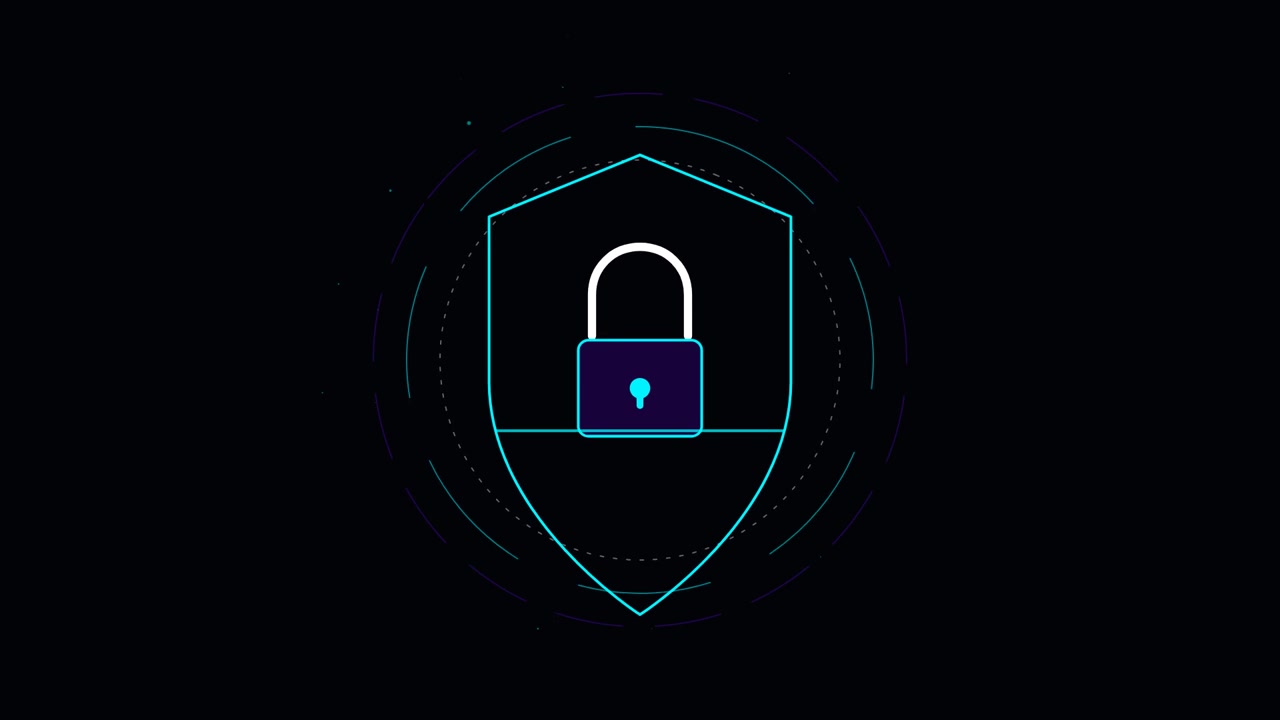 Digital Security Shield Icon with Animated Lock
