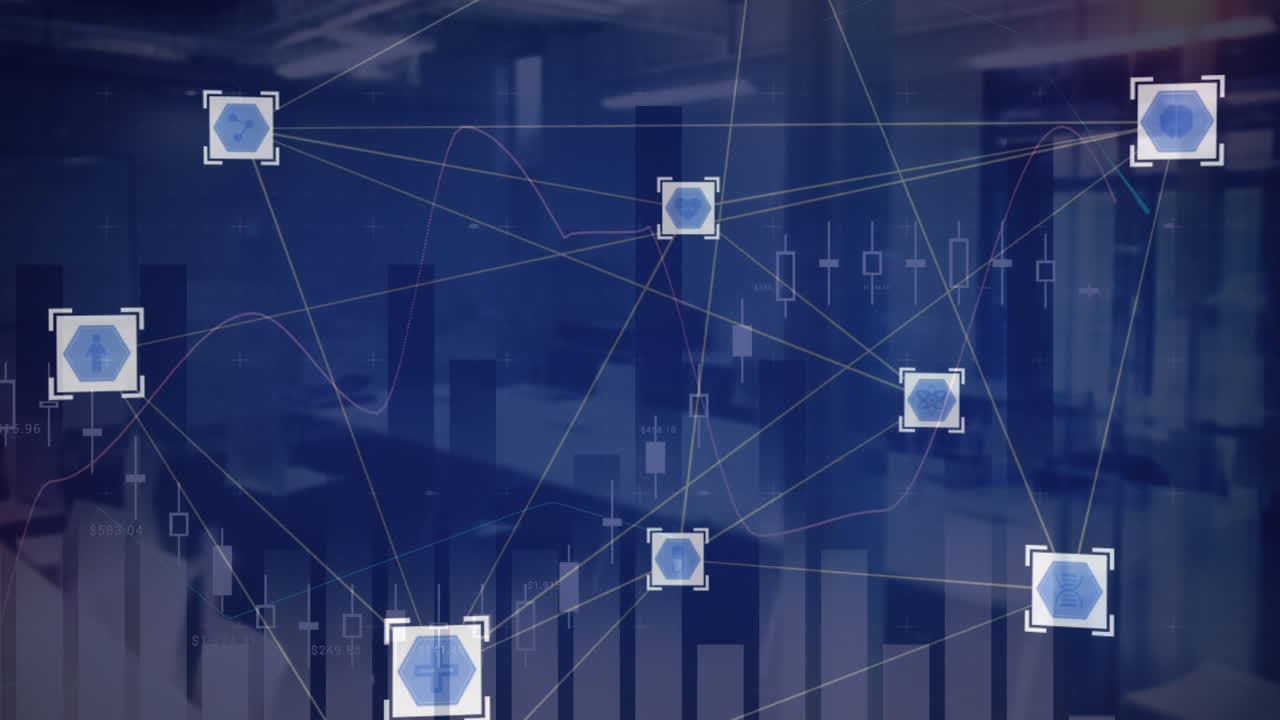 Arrows going top with 3D network