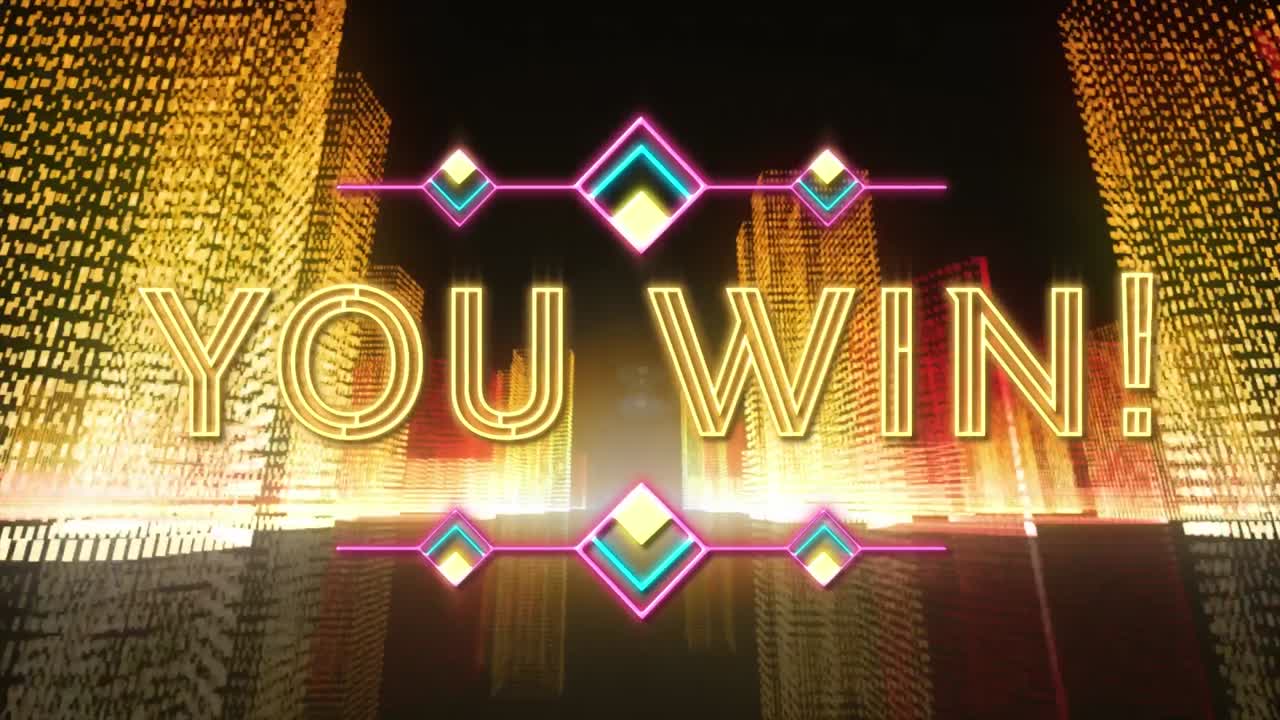 검은색 배경에 디지털 도시에 대한 텍스트를 이기는 애니메이션